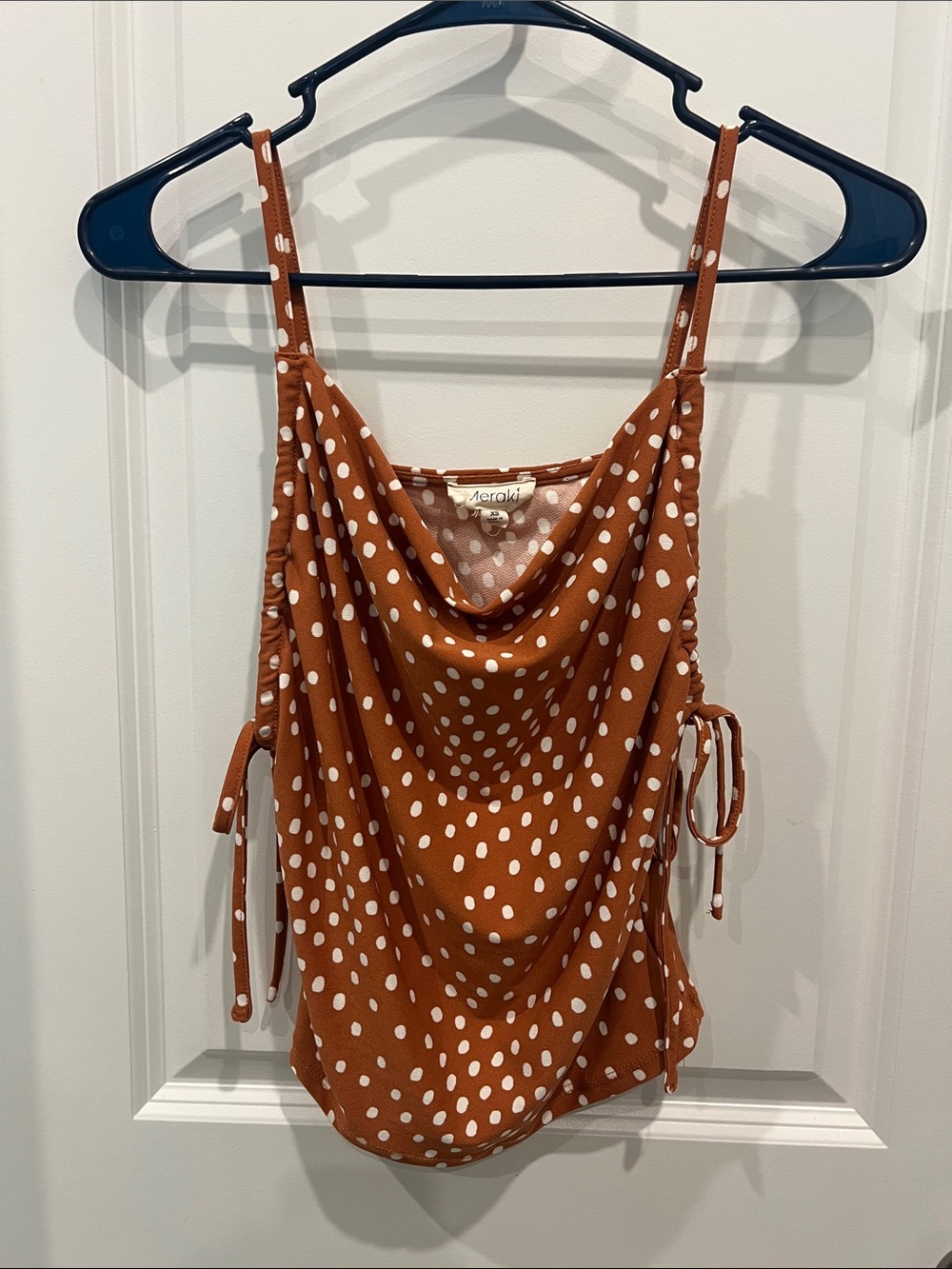 Rust Polka Dot Cowl Neck Tank